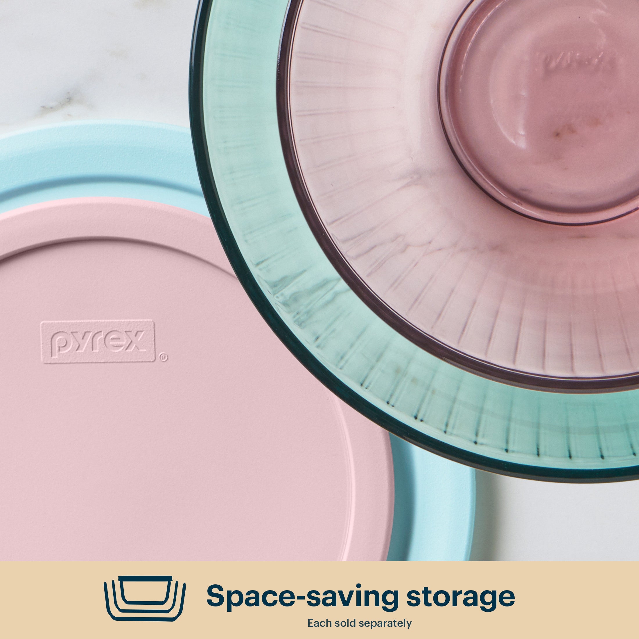 Pyrex? Sculpted Tinted Glass 2.3QT Mixing Bowl with Lid. Pink - Image 5