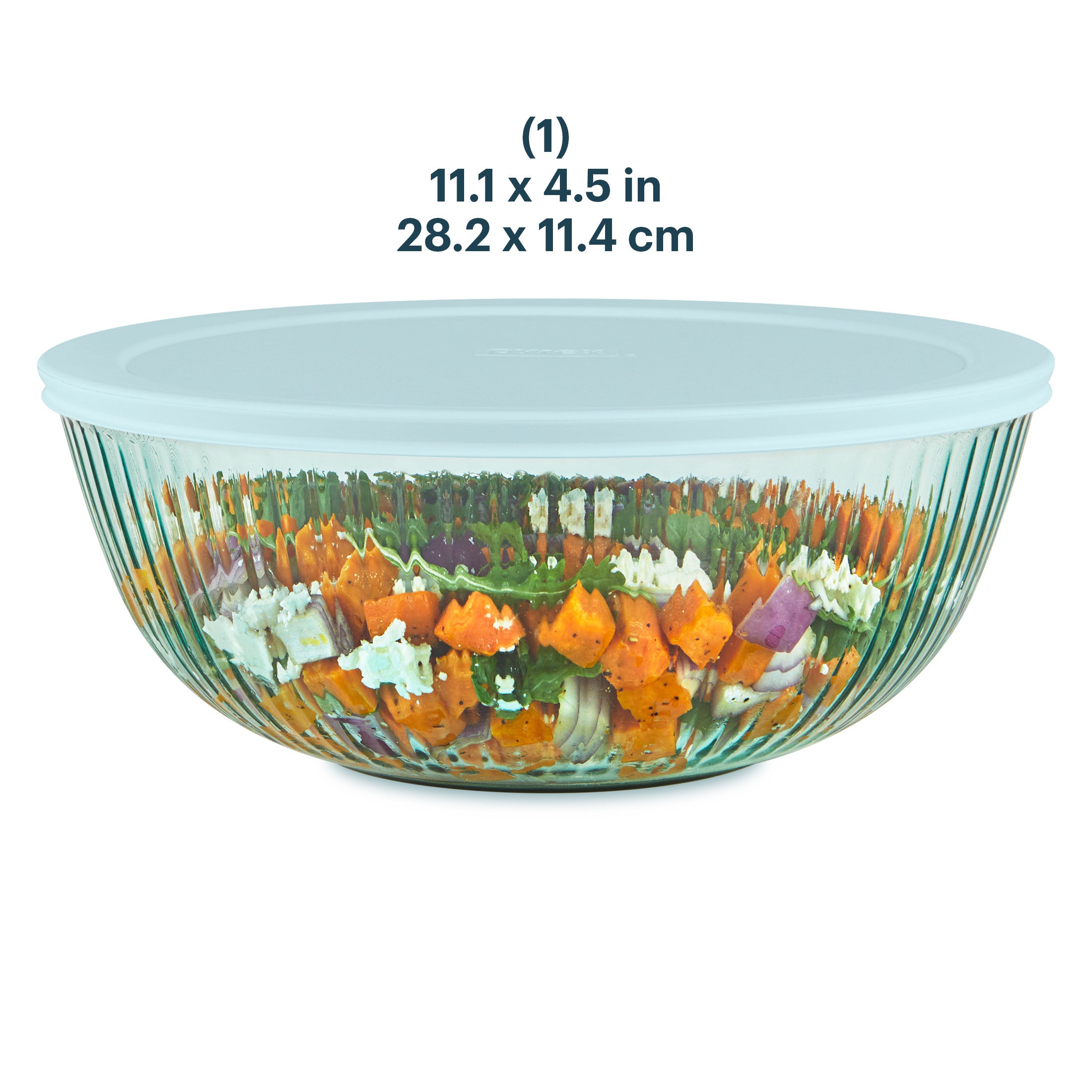 Pyrex? Colors Sculpted Tinted 4.5-quart Mixing Bowl with Lid. Aqua - Image 2