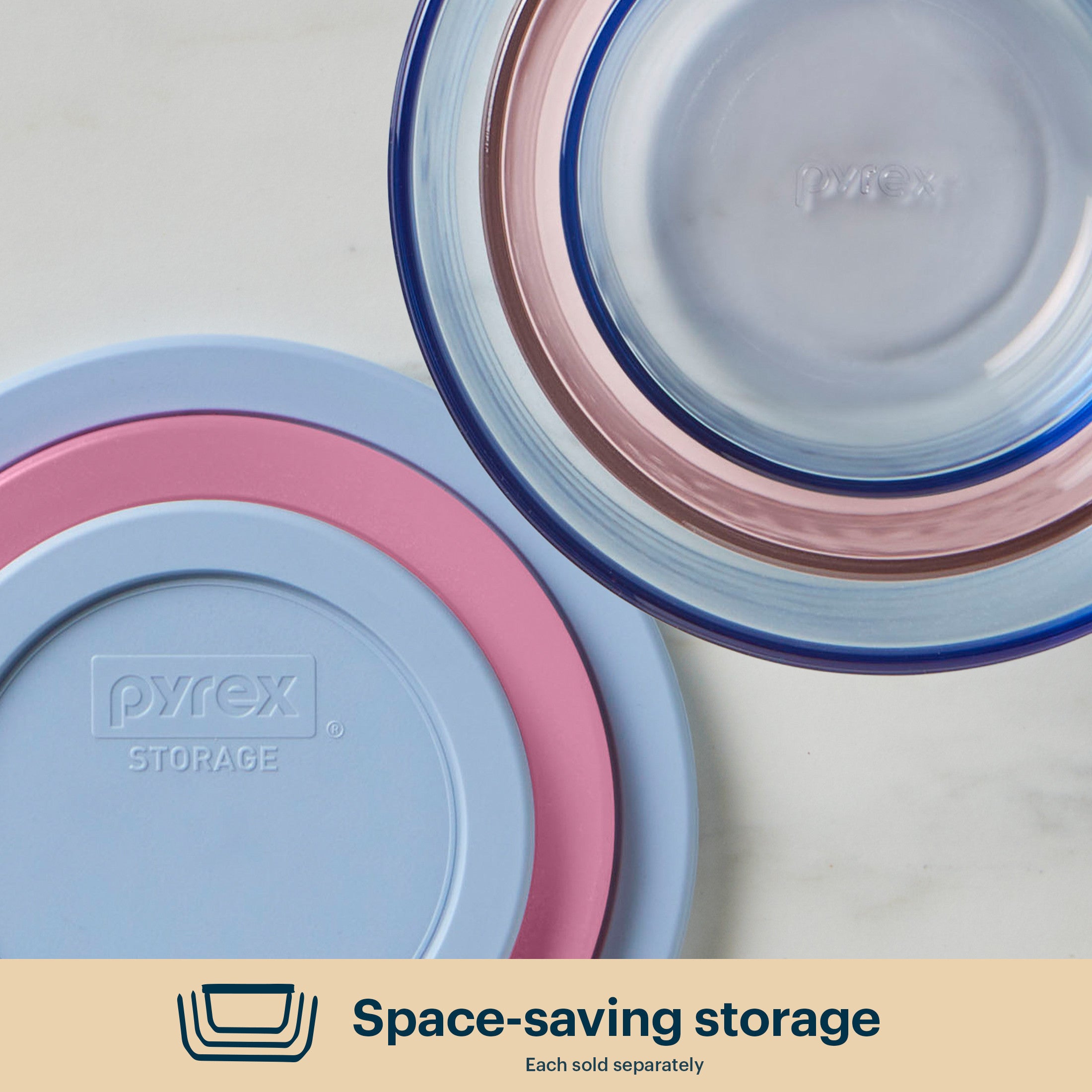 Pyrex® Simply Store® Tinted Glass 2-cup Round Storage Containers. 6-pc Set. Mixed Colors - Image 5