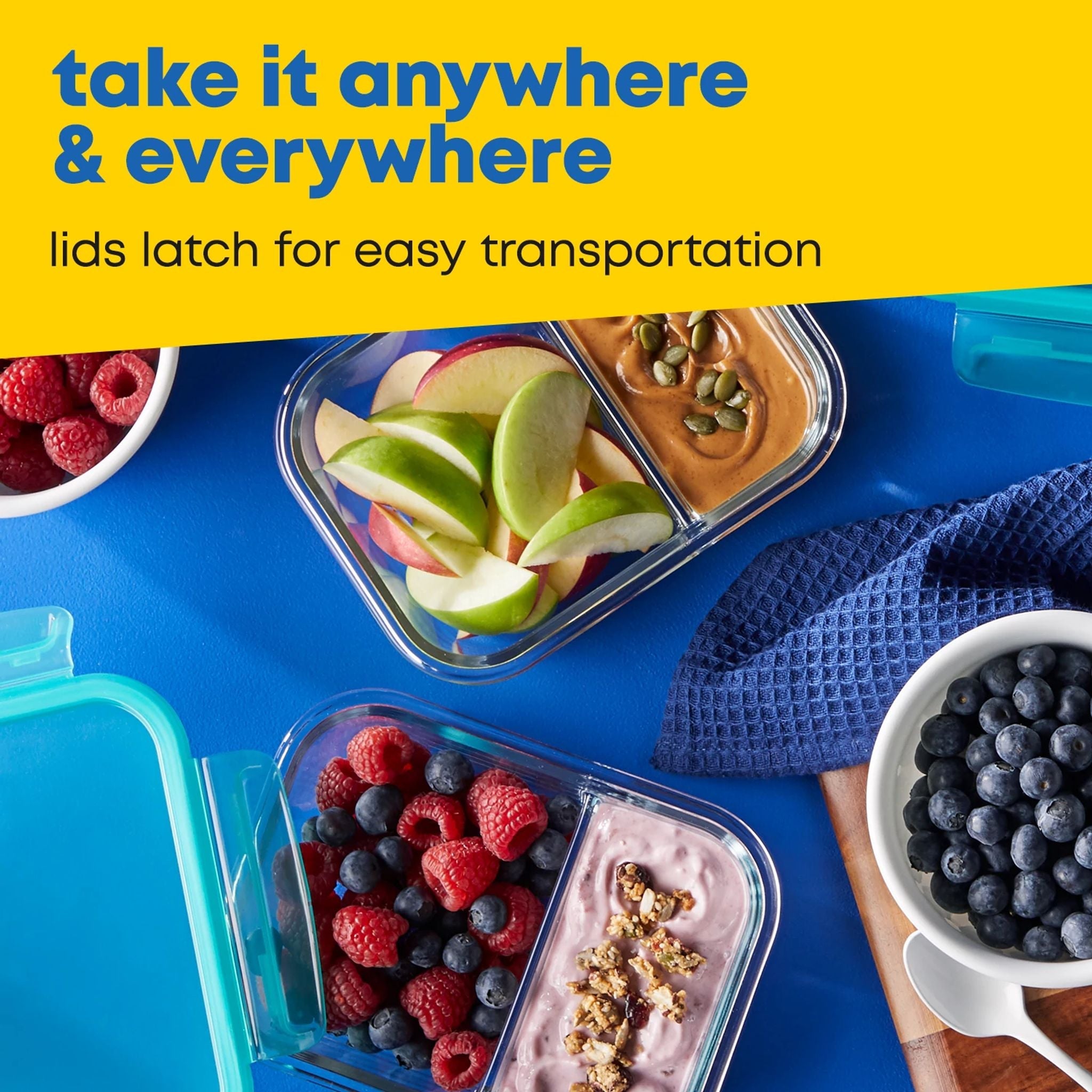 Pyrex? MealBox? 4-cup Divided Glass Food Storage Container with Turquoise Lid - Image 3