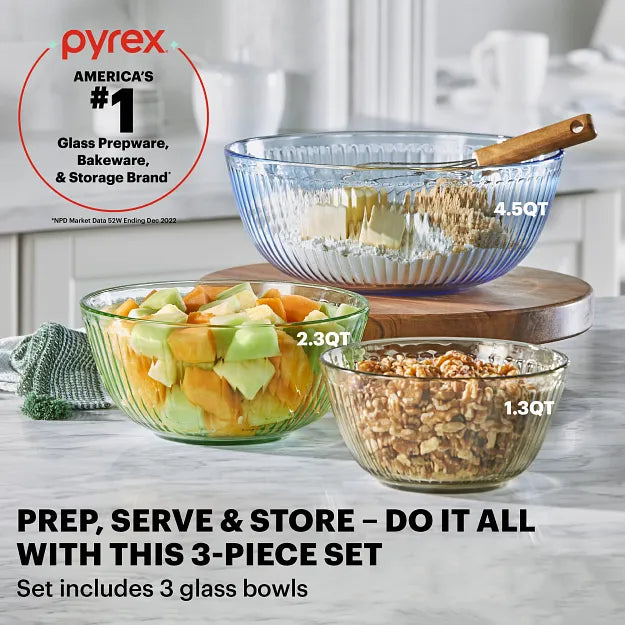 Pyrex? Colors Sculpted Tinted 3-piece Mixing Bowl Set - Image 2