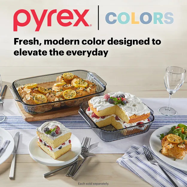 Pyrex® Colors Sculpted Tinted 9 x 13 Baking Dish with Plastic Lid. Smoke - Image 4