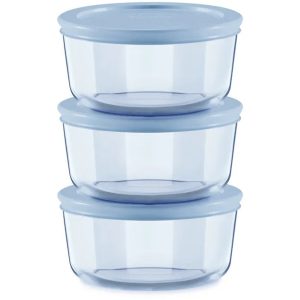 Pyrex® Simply Store® Tinted 6-piece Round Storage Value Pack with Blue Plastic Lids