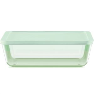 Pyrex® Simply Store® Tinted 11-cup Rectangle Storage with Green Plastic Lid