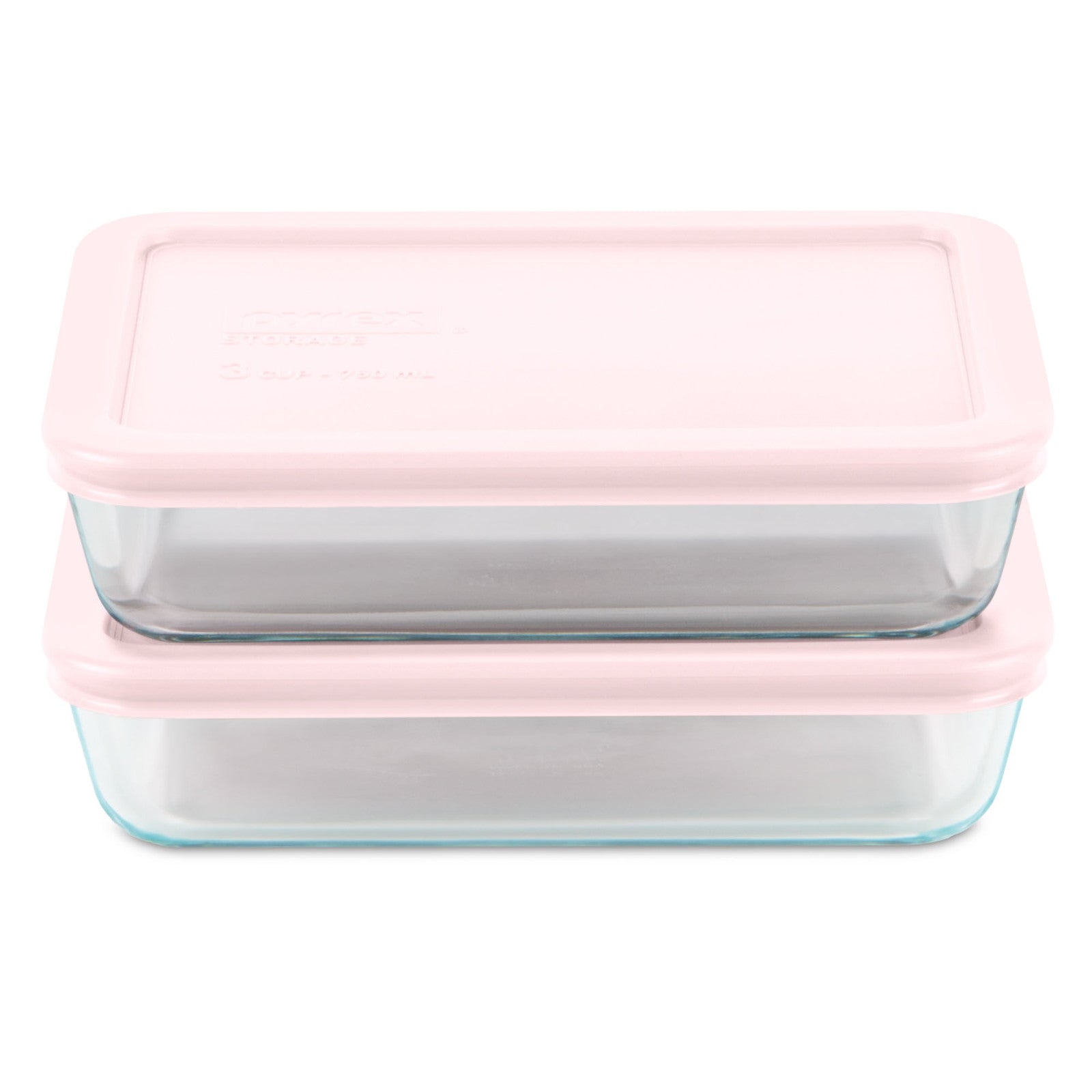 Pyrex? Simply Store? 4-piece 3-cup Rectangle Glass Storage Set with Pink Lids
