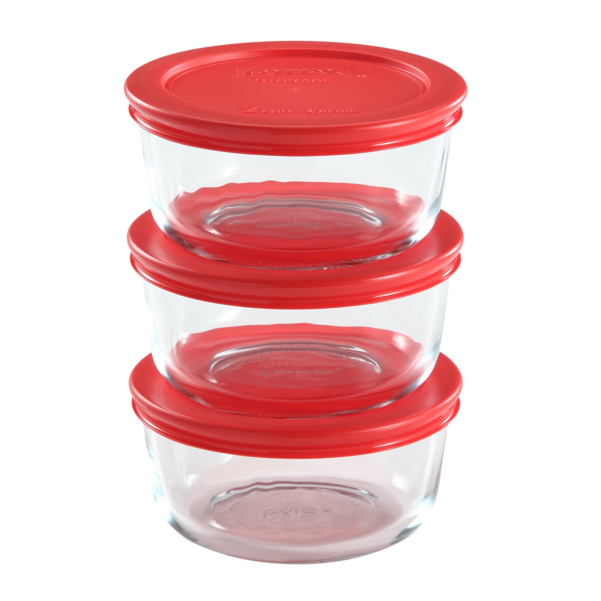 Pyrex® Simply Store® 6-piece Glass Food Storage Container Set with Red Lids