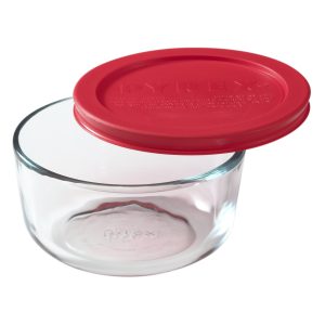 Pyrex? Simply Store? 2-cup Glass Food Storage Container with Red Lid